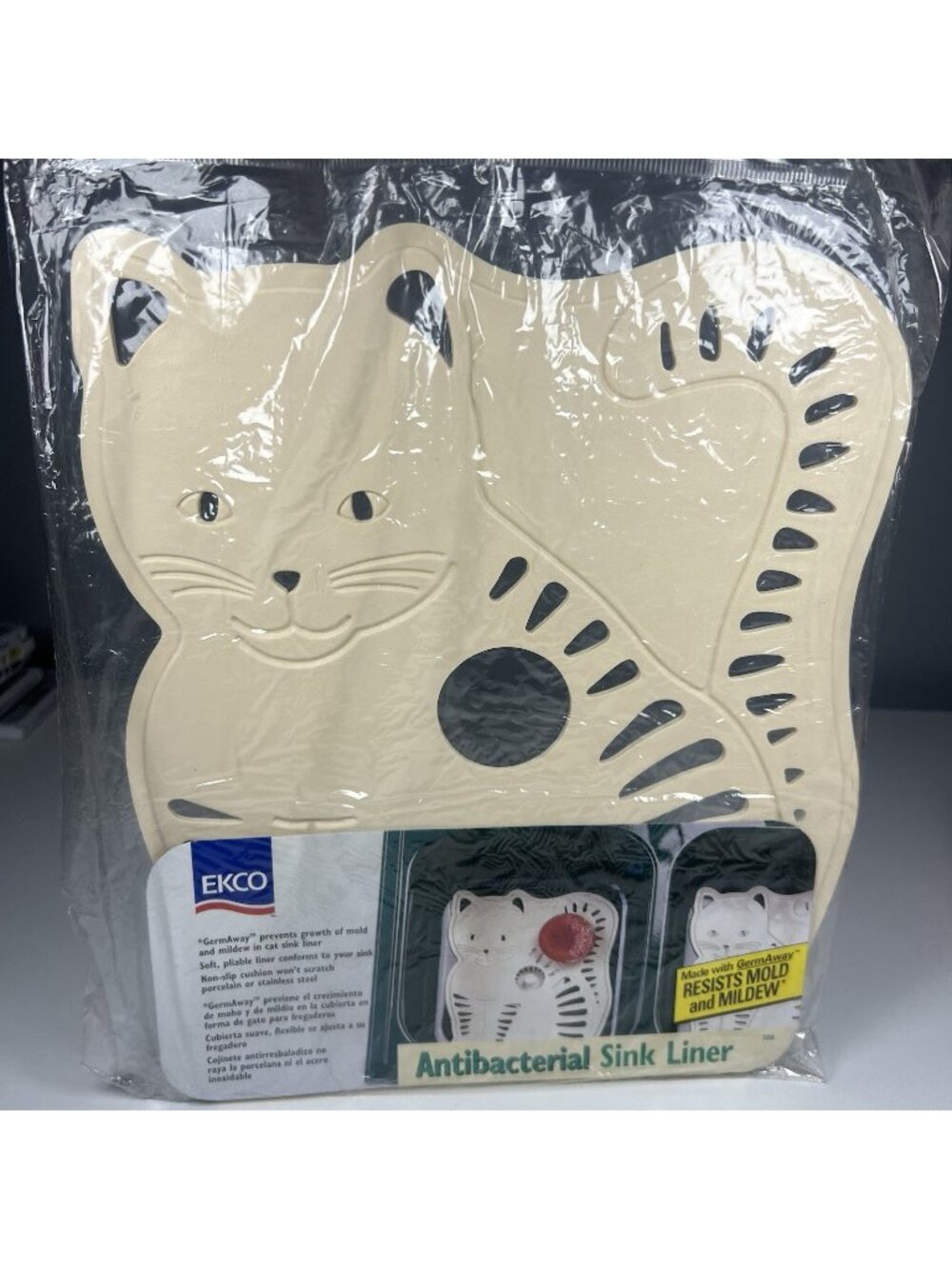 Vintage 1996 EKCO GermAway Cat Sink Liner Mat Antibacterial NOS Sealed 306